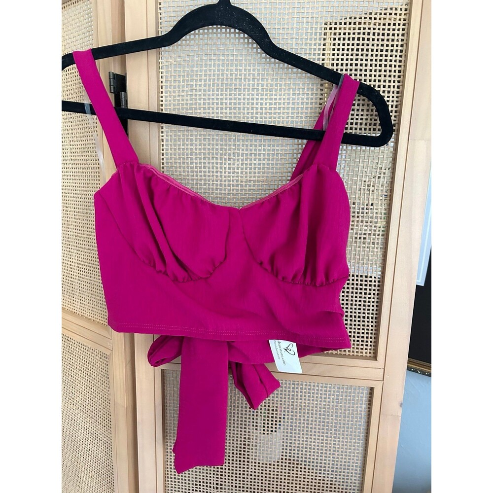 NWT Windsor Pink Satin Tie Back Crop Top Bustier Large